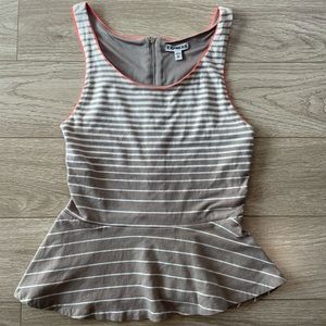 Express Tan Tank Top with White Stripes Size XS